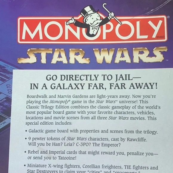 Monopoly Star Wars Classic Trilogy Edition Parker Bros. NEW Open Box - Picture 3 of 12
